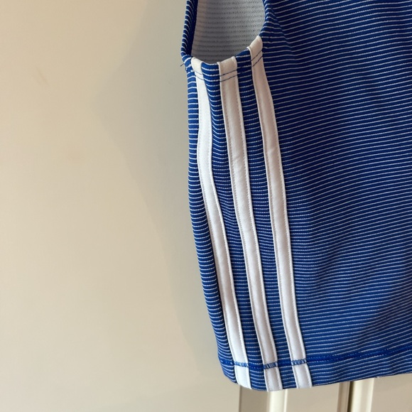 adidas Blue and White Striped Athletic Crop Tank - Picture 5 of 5